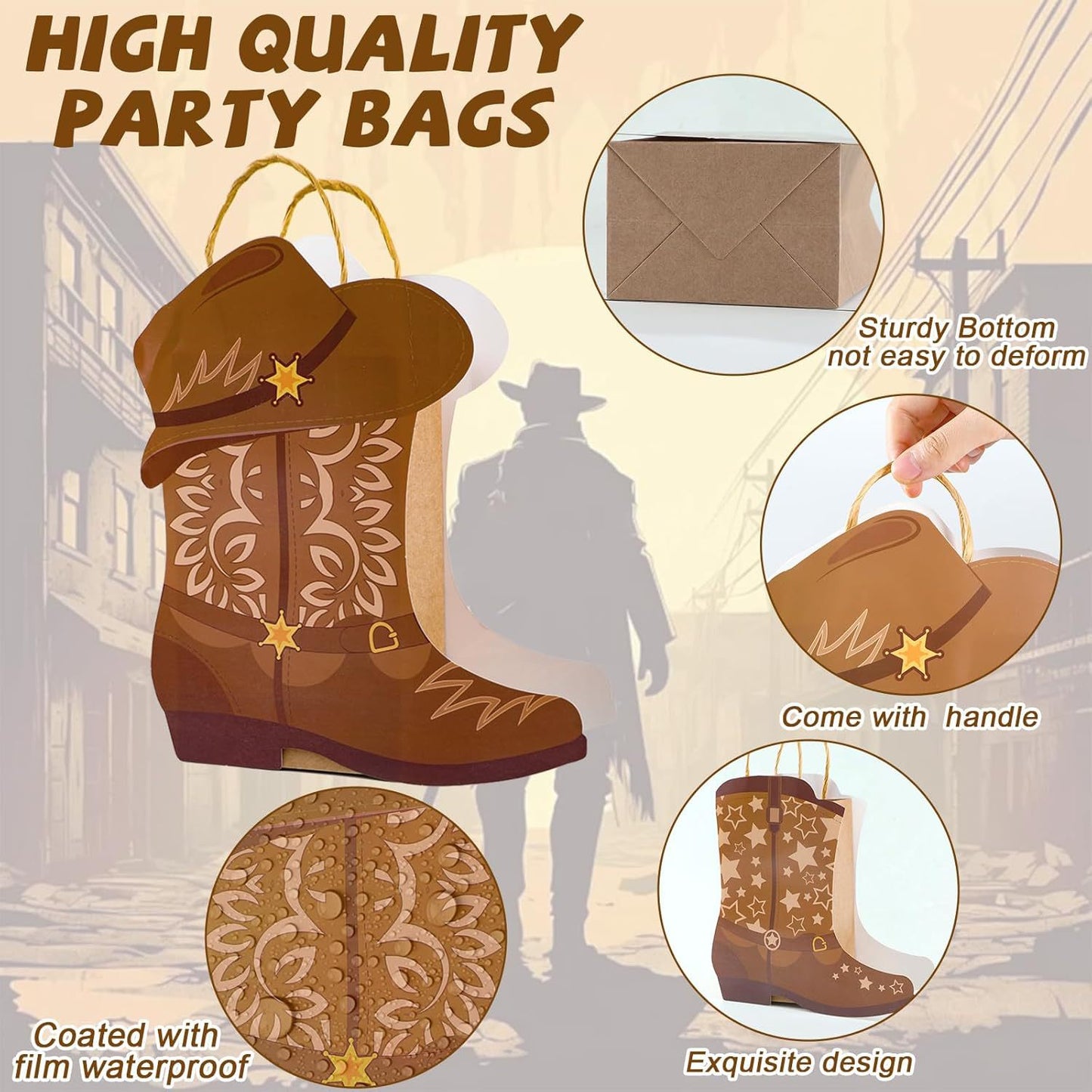 2025 New product 💥🤠4 PCS DIY Cowboy Boots Paper Bags