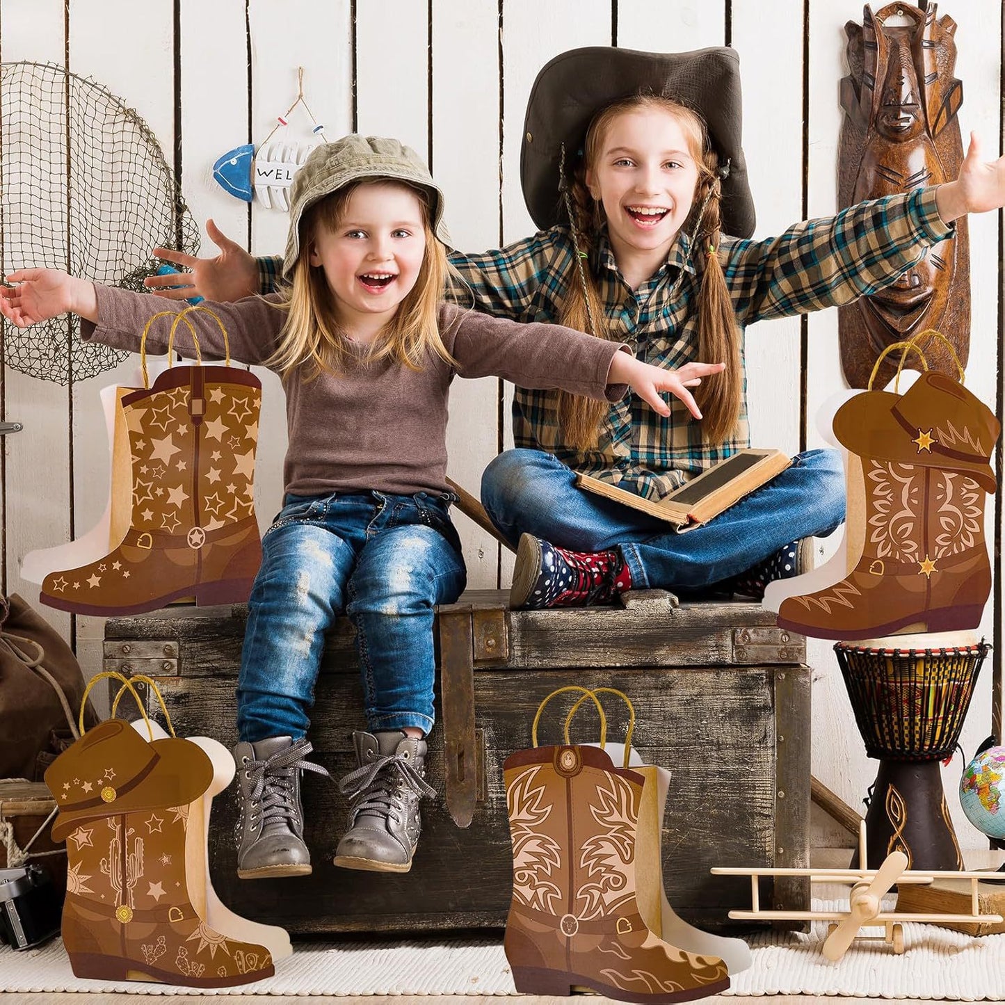 2025 New product 💥🤠4 PCS DIY Cowboy Boots Paper Bags