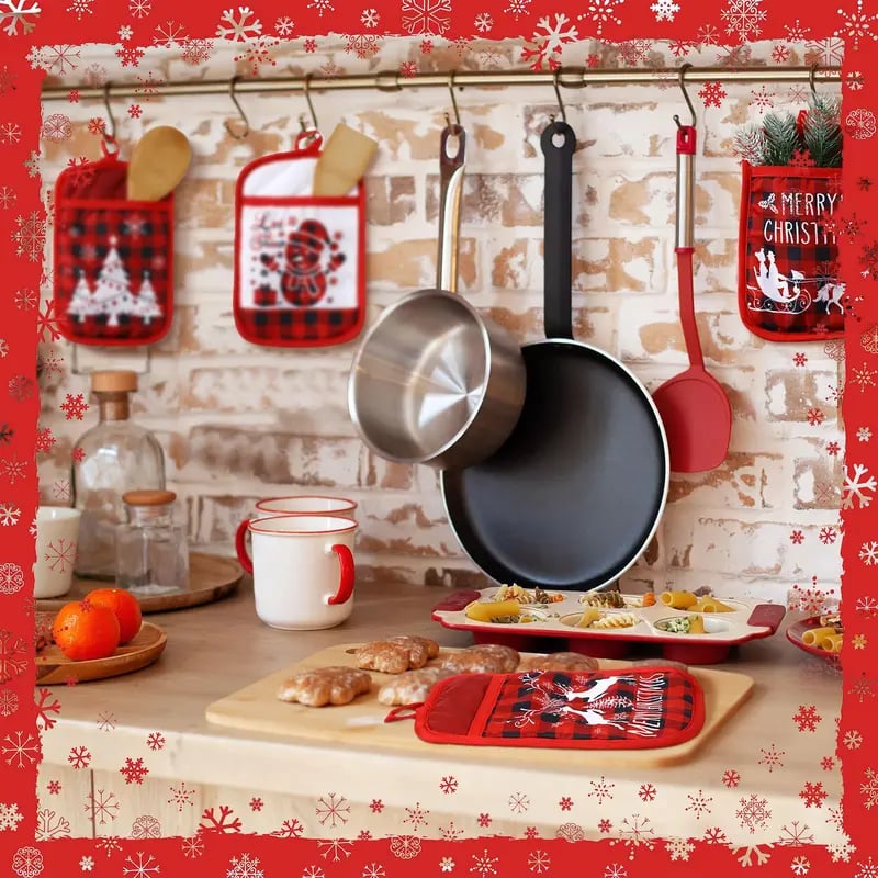 ✨Christmas holiday hot sale🎅 12 Pcs Christmas Pot Holders with Pocket