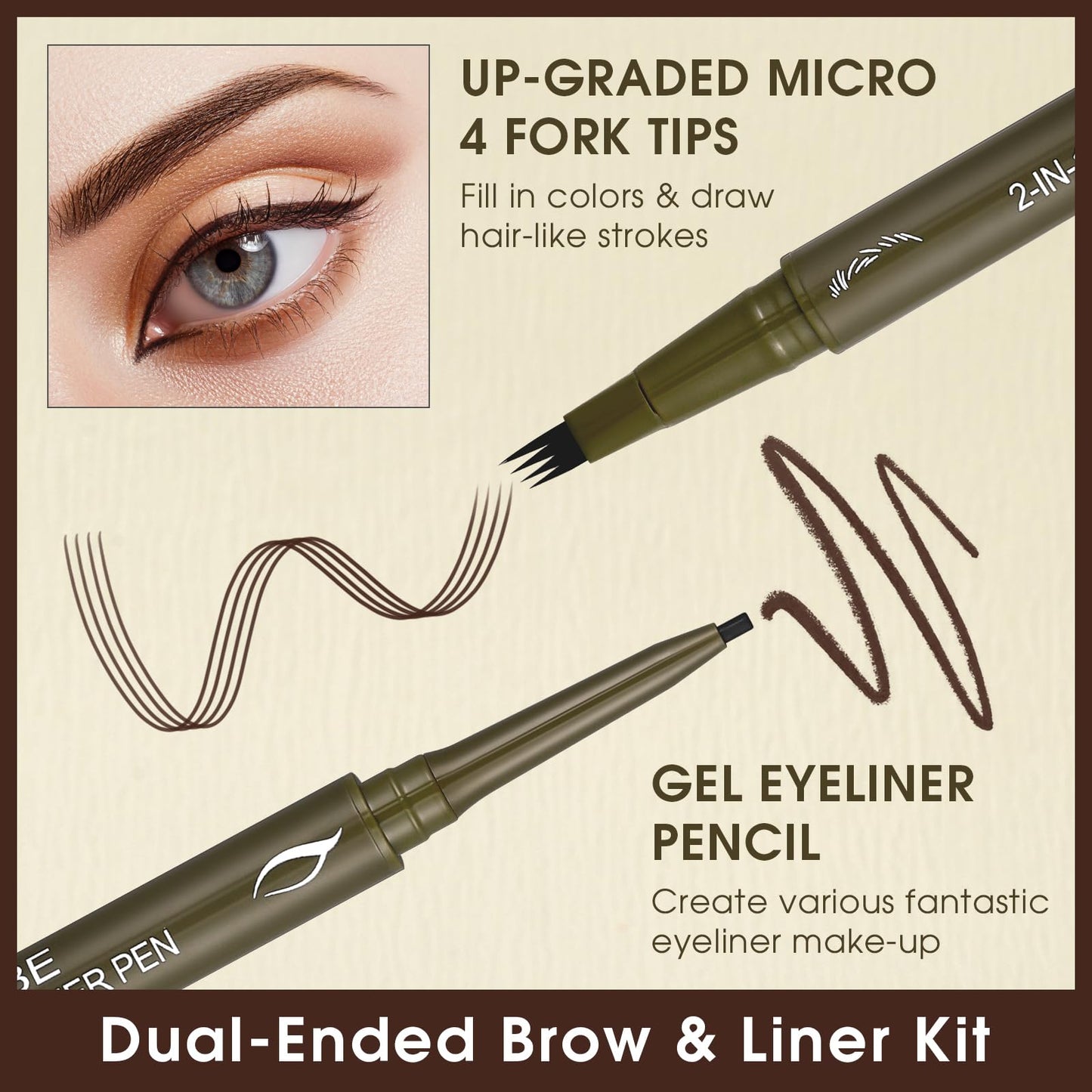 🏆Flash Sale⚡ 50K+ SOLD! Almost Gone-💥🔥 2-in-1 Dual-Ended Eyebrow Pencil with 4-Fork-Tip