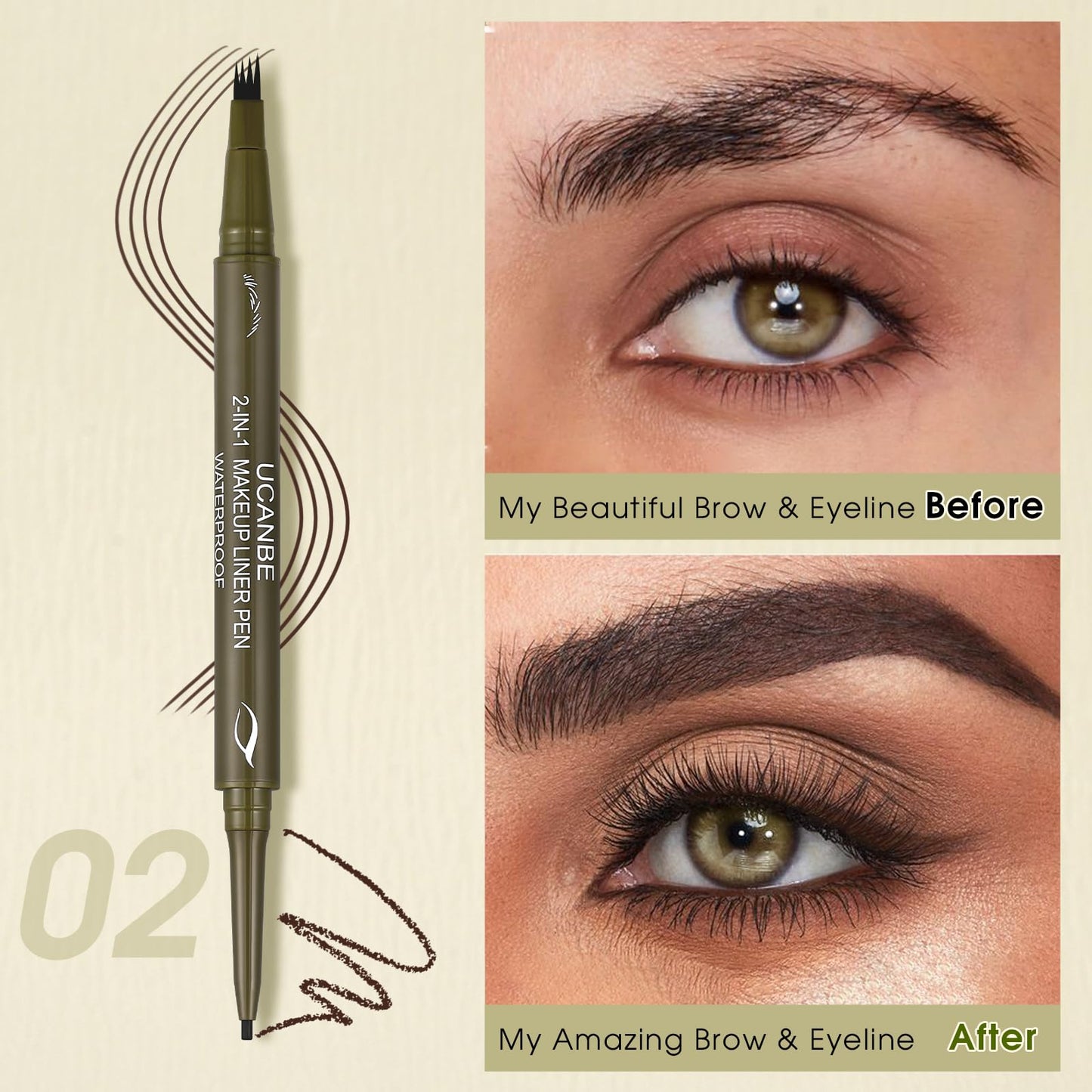 🏆Flash Sale⚡ 50K+ SOLD! Almost Gone-💥🔥 2-in-1 Dual-Ended Eyebrow Pencil with 4-Fork-Tip