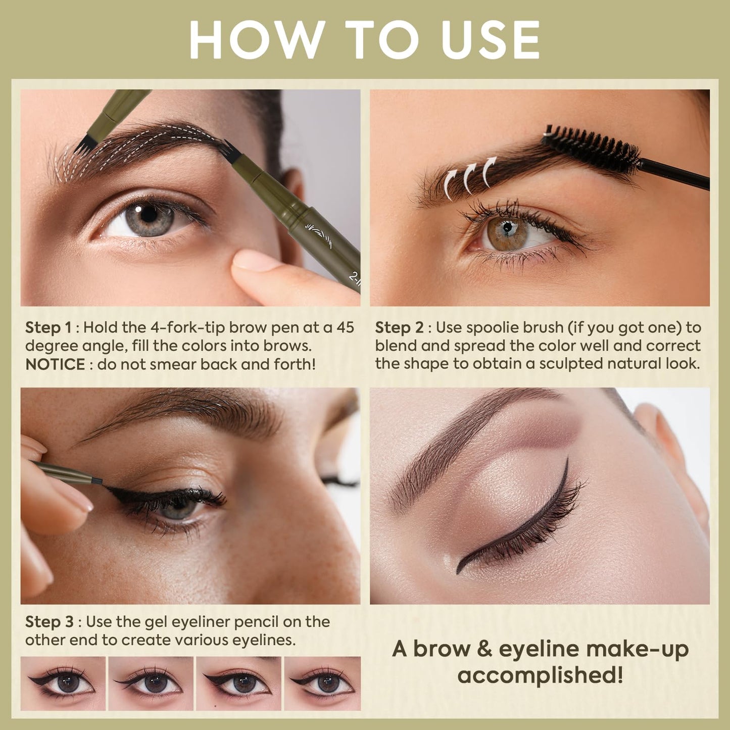 🏆Flash Sale⚡ 50K+ SOLD! Almost Gone-💥🔥 2-in-1 Dual-Ended Eyebrow Pencil with 4-Fork-Tip