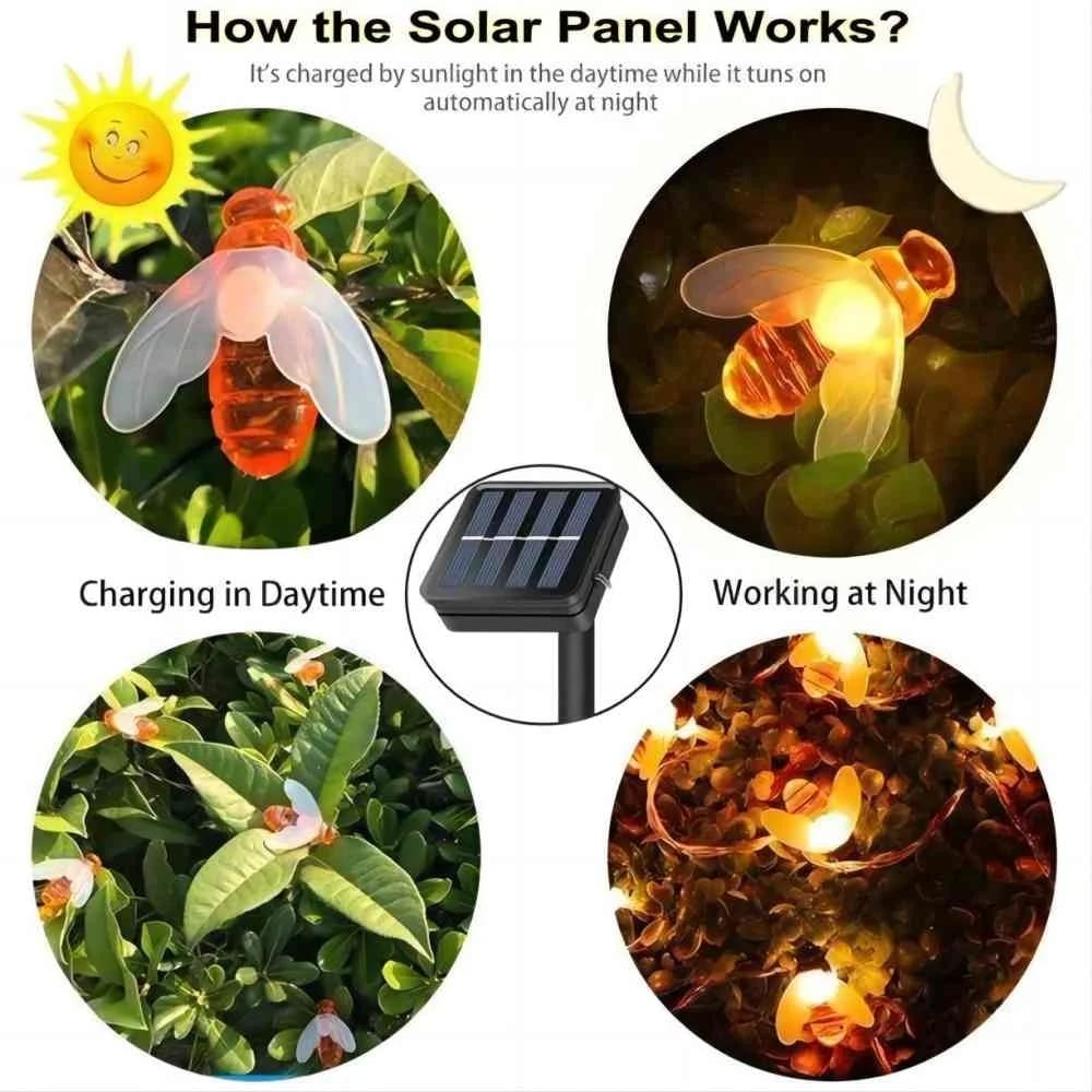 🐝Solar-powered LED bee light chains