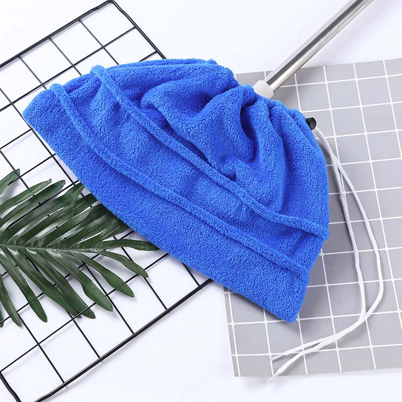 🧼 Drawstring Coral Fleece Mop Head – Dual-Sided & Super Absorbent