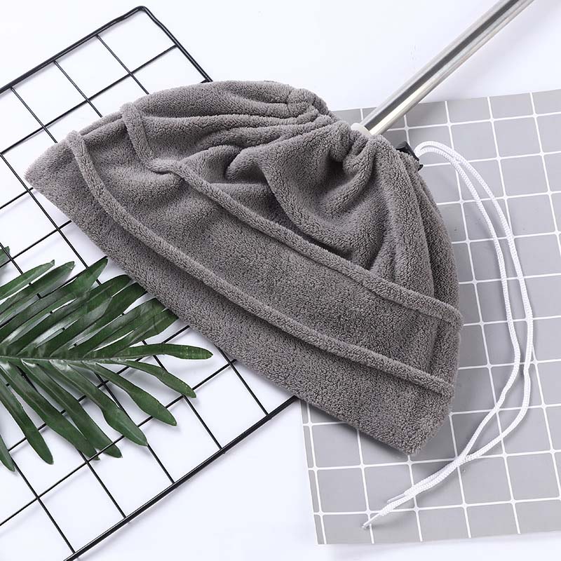 🧼 Drawstring Coral Fleece Mop Head – Dual-Sided & Super Absorbent