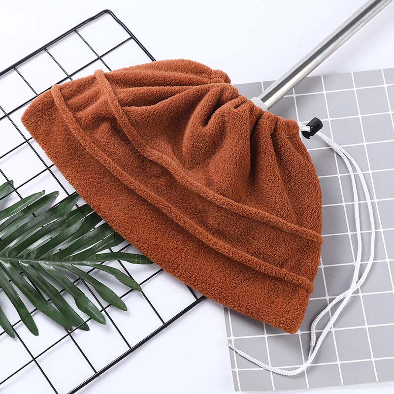 🧼 Drawstring Coral Fleece Mop Head – Dual-Sided & Super Absorbent