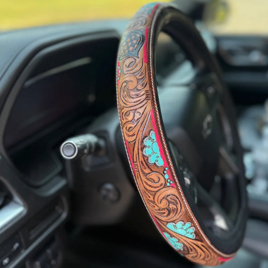 Retro Western Cowboy Car Universal Steering Wheel Cover