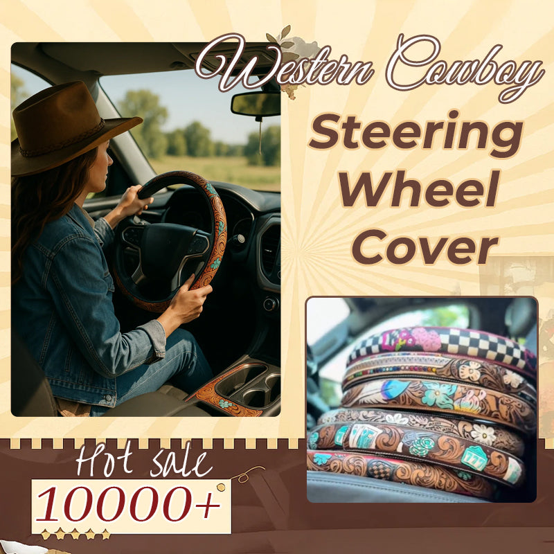 Retro Western Cowboy Car Universal Steering Wheel Cover