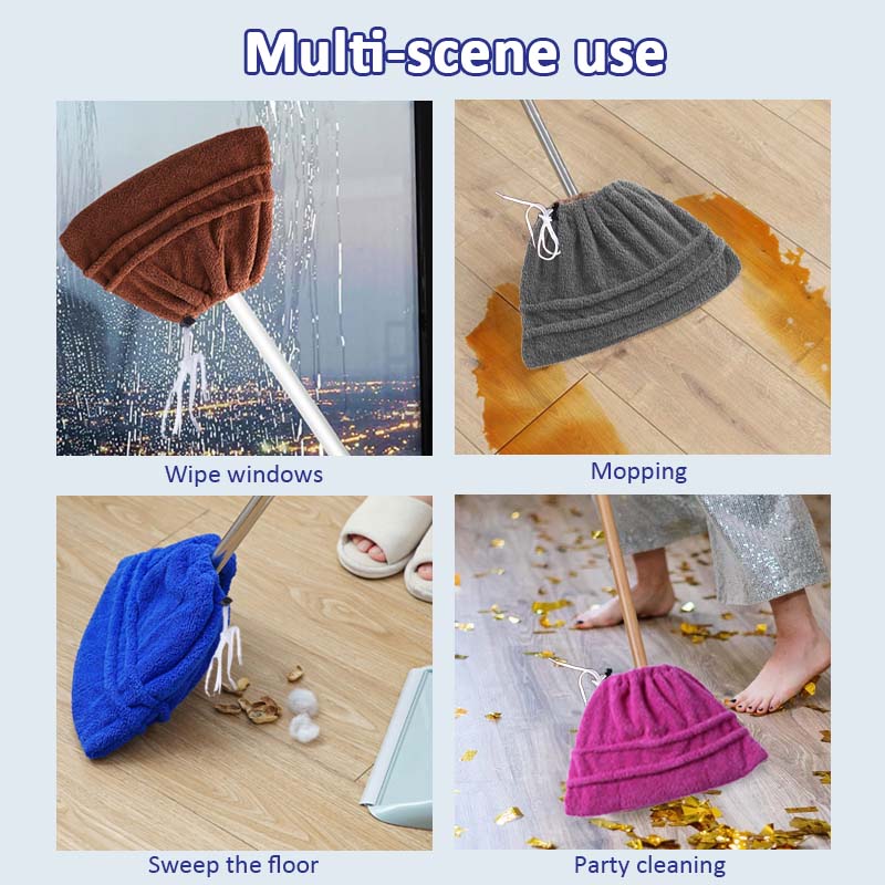 🧼 Drawstring Coral Fleece Mop Head – Dual-Sided & Super Absorbent