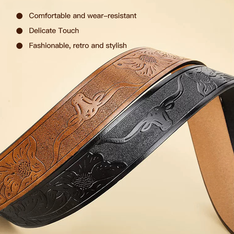 🤠 Embossed Tiger + Knife Buckle Belt ⚔️