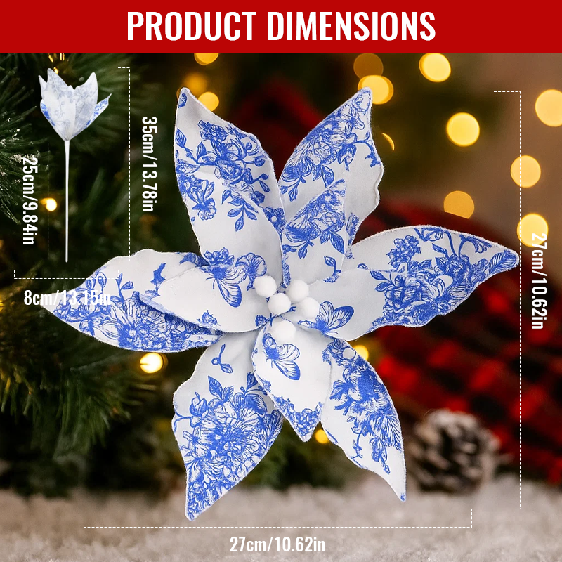 🎋 Blue Willow Christmas Floral Spray