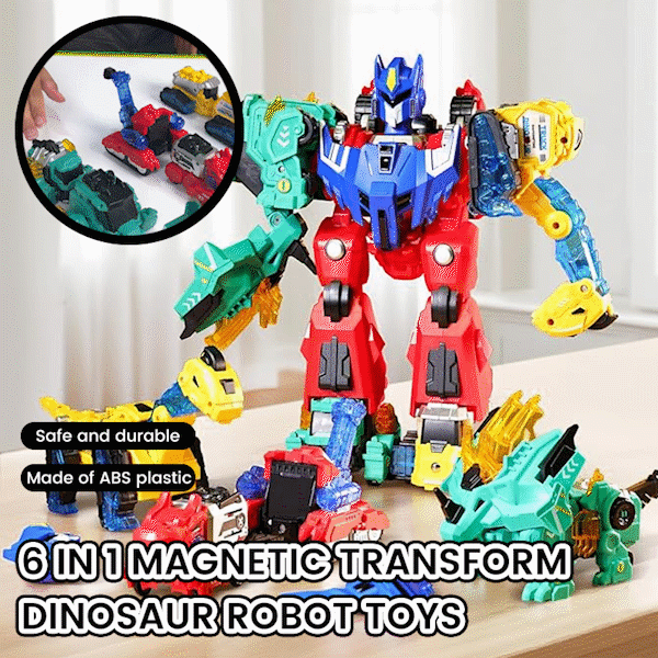 🦖 6 in 1 Magnetic Transform Dinosaur Robot Toys
