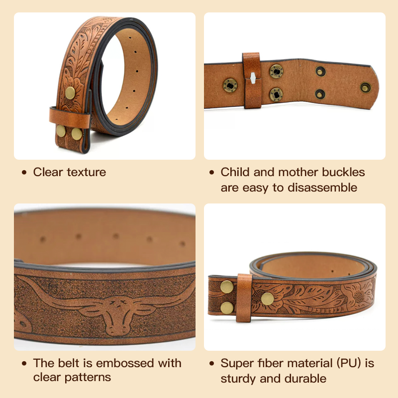 🤠 Embossed Tiger + Knife Buckle Belt ⚔️