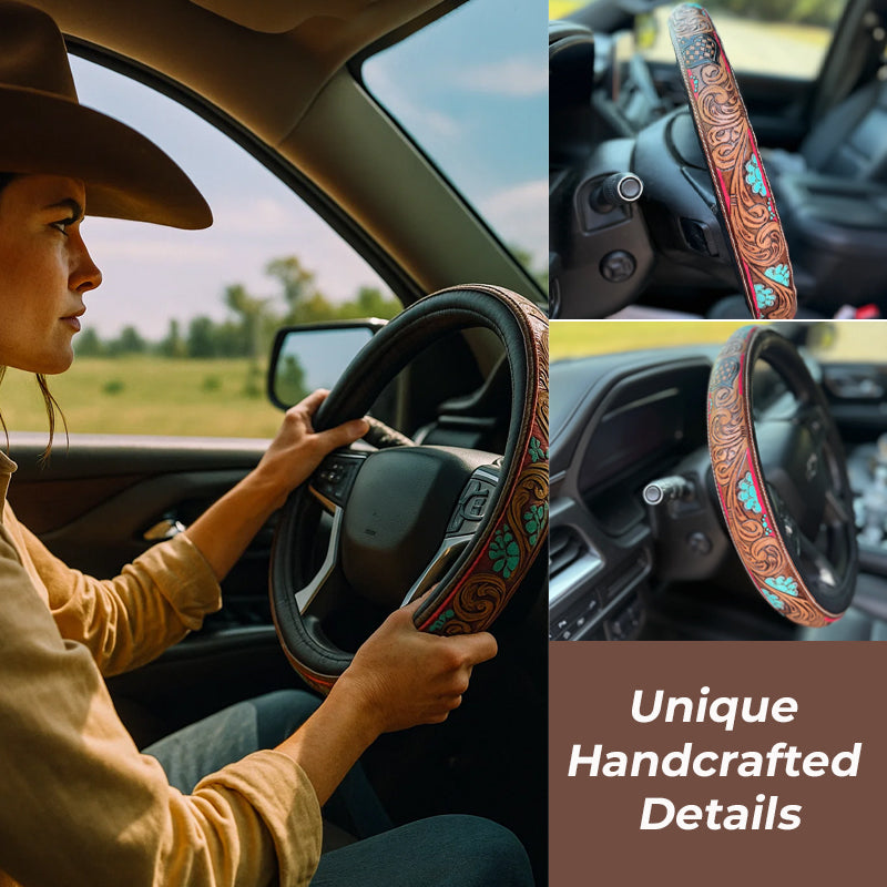 Retro Western Cowboy Car Universal Steering Wheel Cover