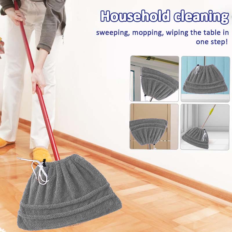 🧼 Drawstring Coral Fleece Mop Head – Dual-Sided & Super Absorbent