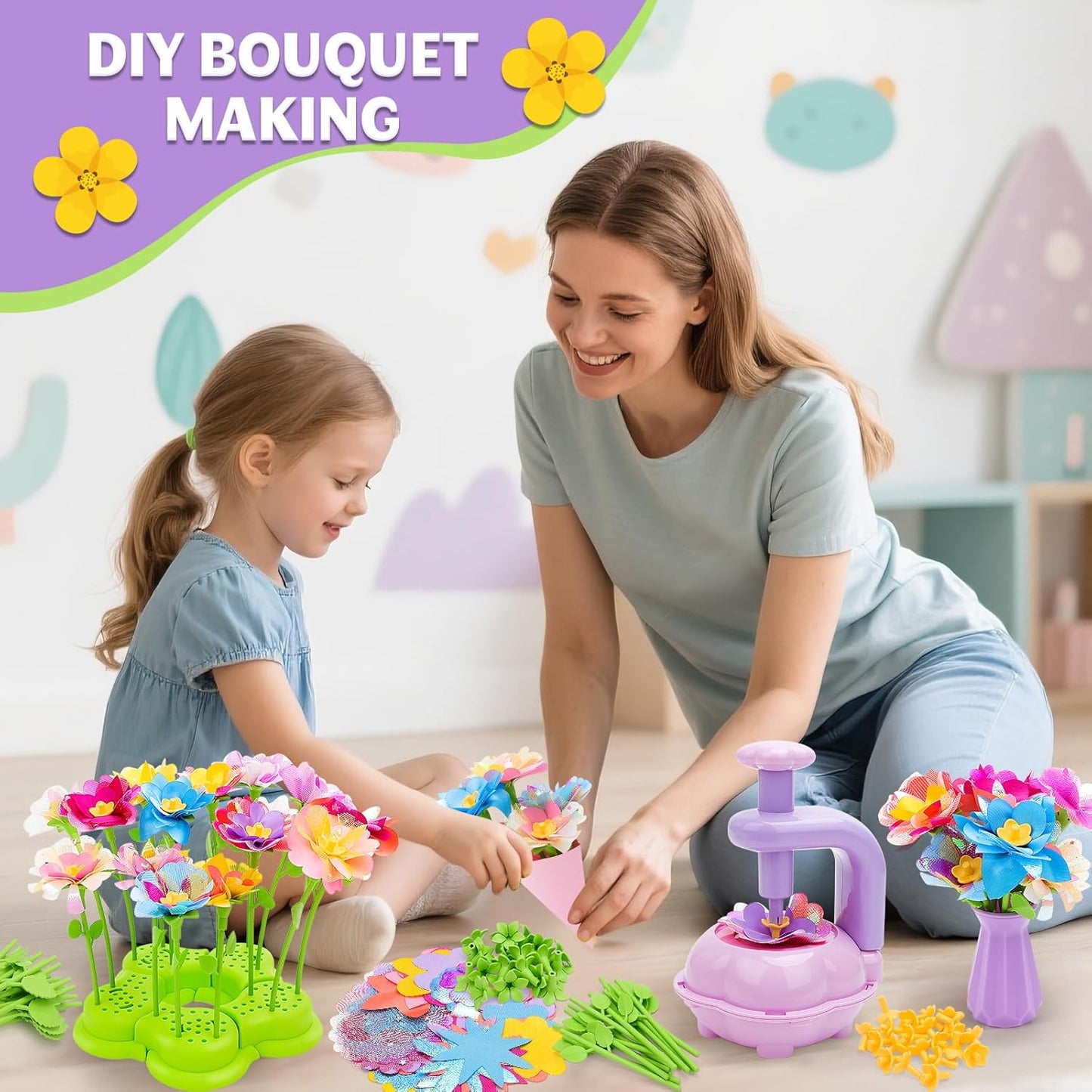 🌸 DIY Fabric Flower Bouquet Kit – Creative Arts & Crafts for Kids 🌸