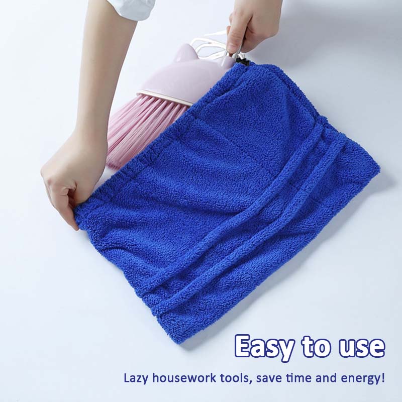 🧼 Drawstring Coral Fleece Mop Head – Dual-Sided & Super Absorbent