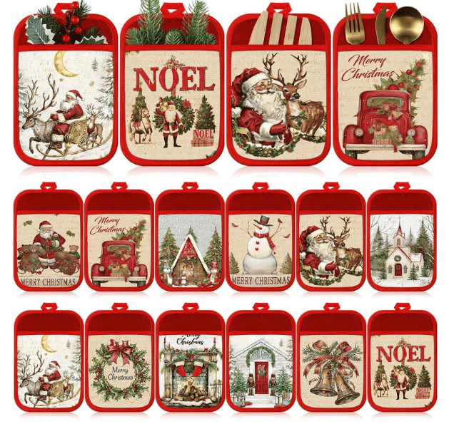 ✨Christmas holiday hot sale🎅 12 Pcs Christmas Pot Holders with Pocket
