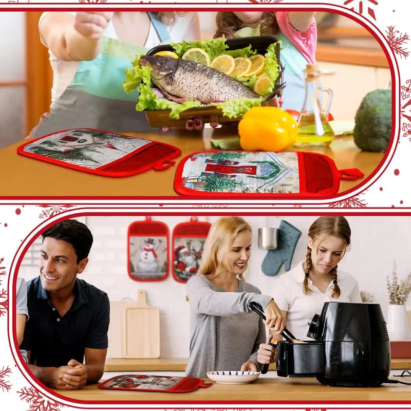 ✨Christmas holiday hot sale🎅 12 Pcs Christmas Pot Holders with Pocket