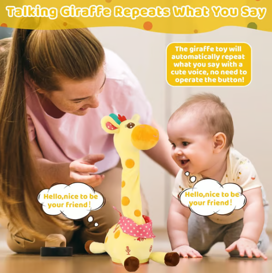 🎉 Best-Selling Musical Giraffe Toy – Sings, Dances & Repeats What You Say! 🦒🎵